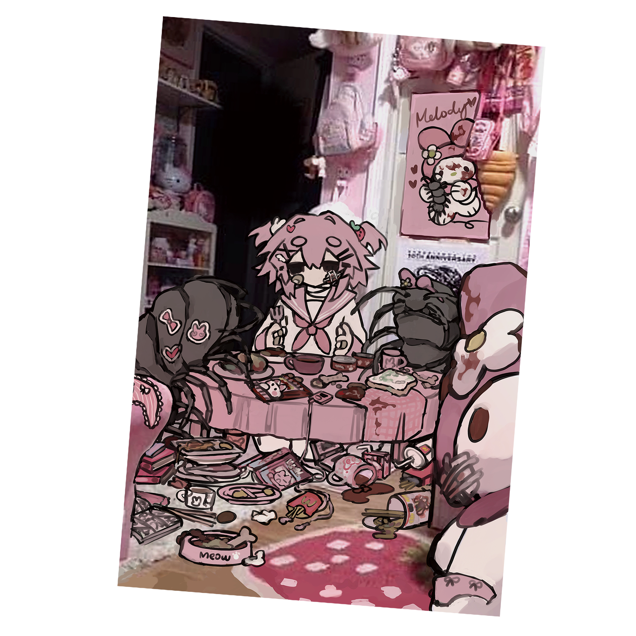 pink dinner print