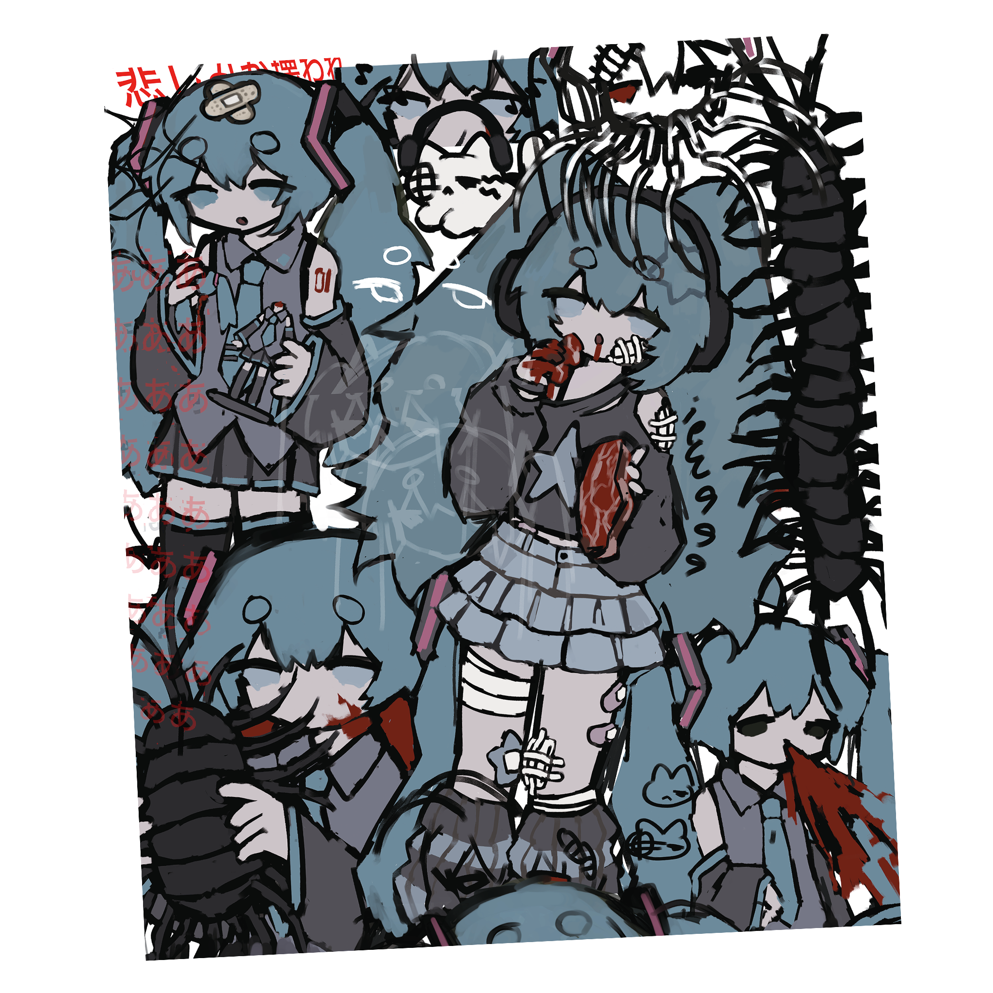 miku collage print