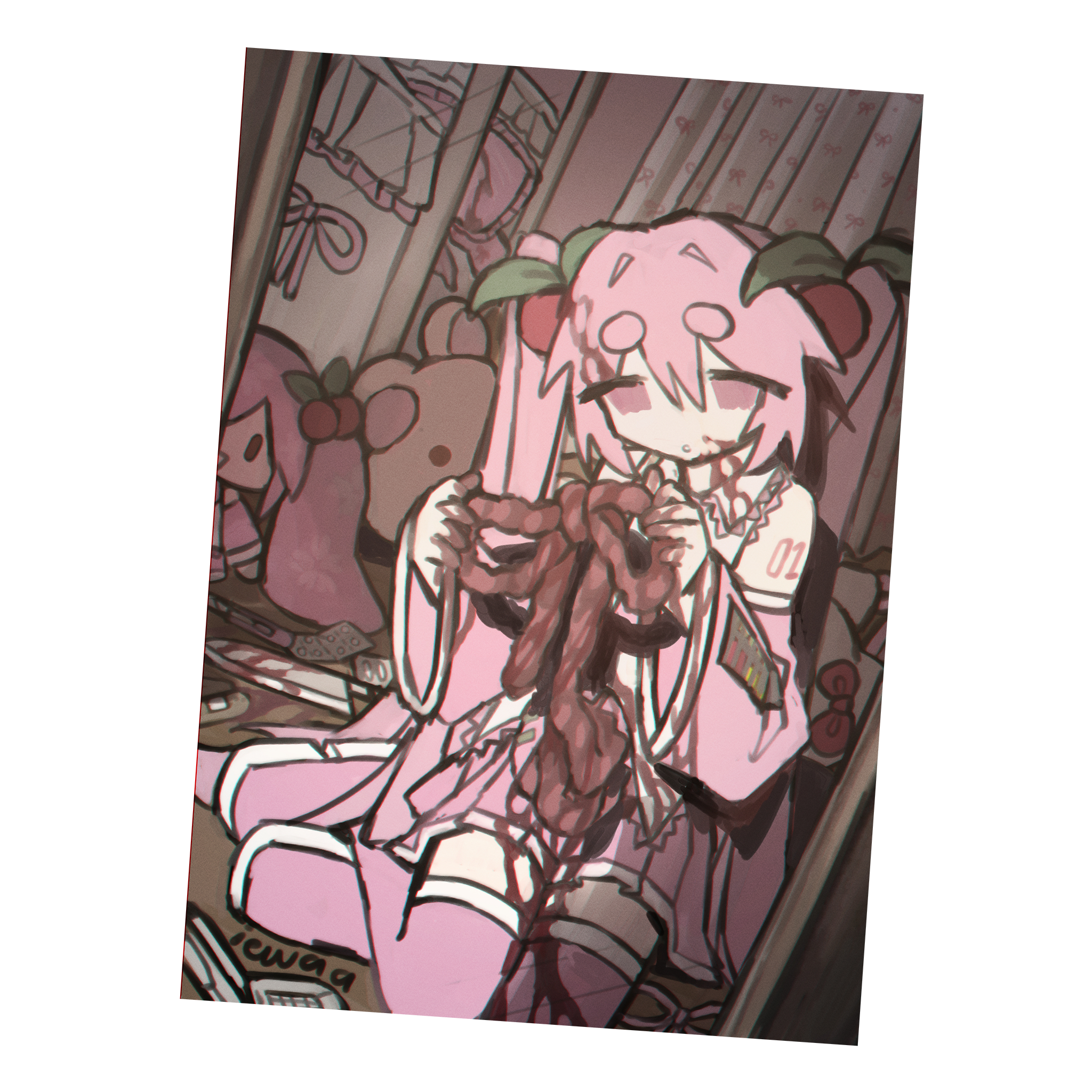 sakura miku bow print