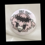 pet me cushion badge