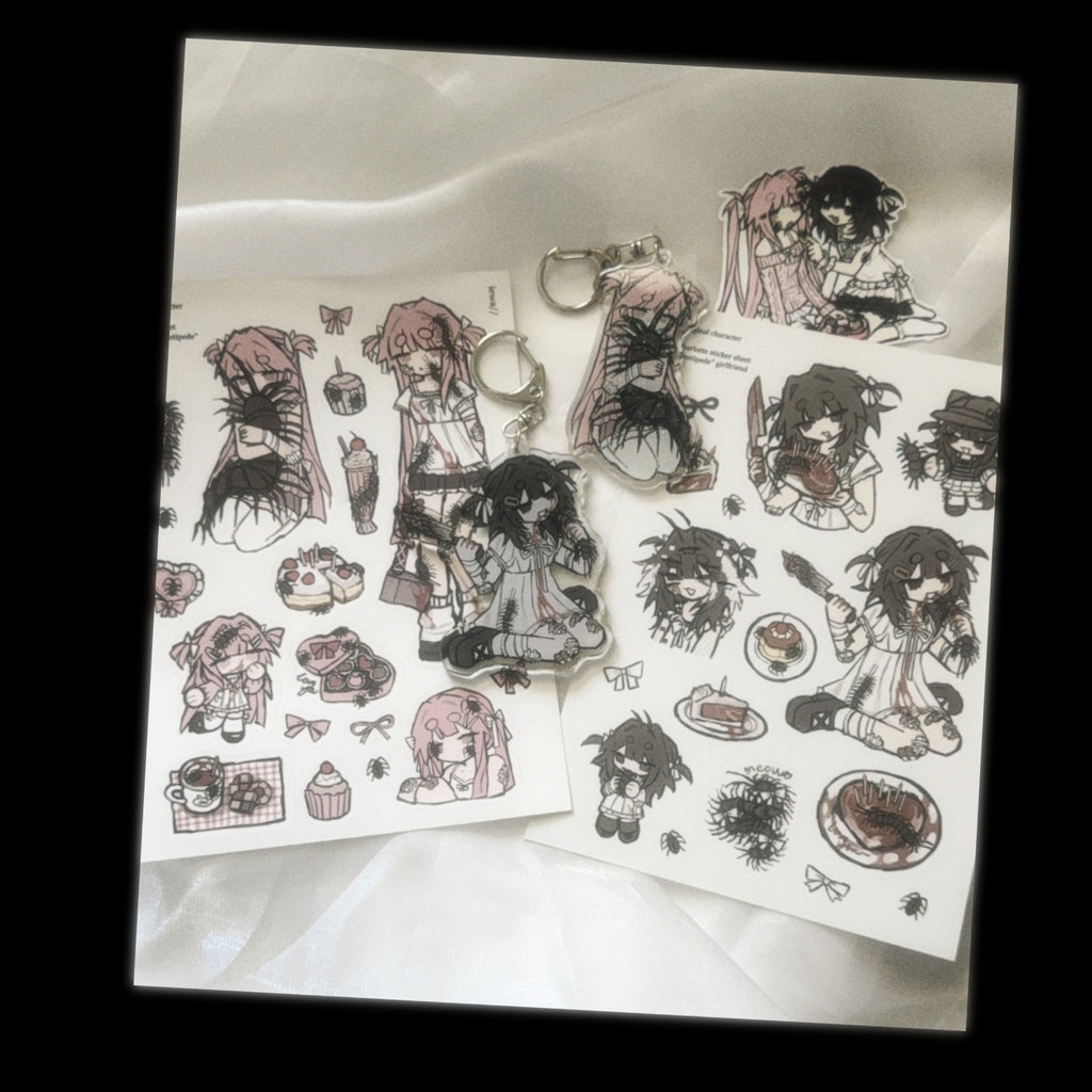 centipede girl friends sticker sheet/ keychains