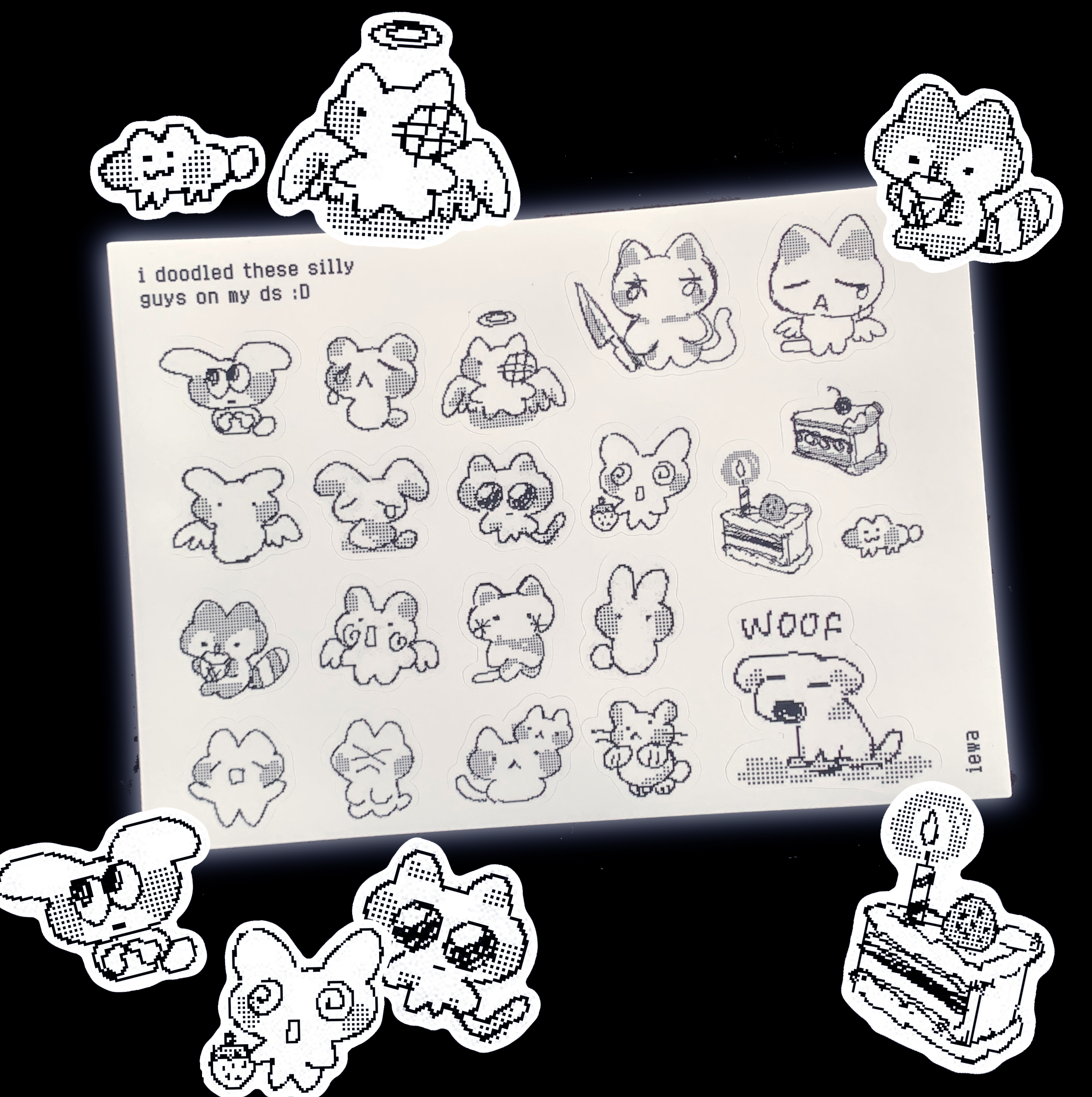 DS doodles sticker sheet