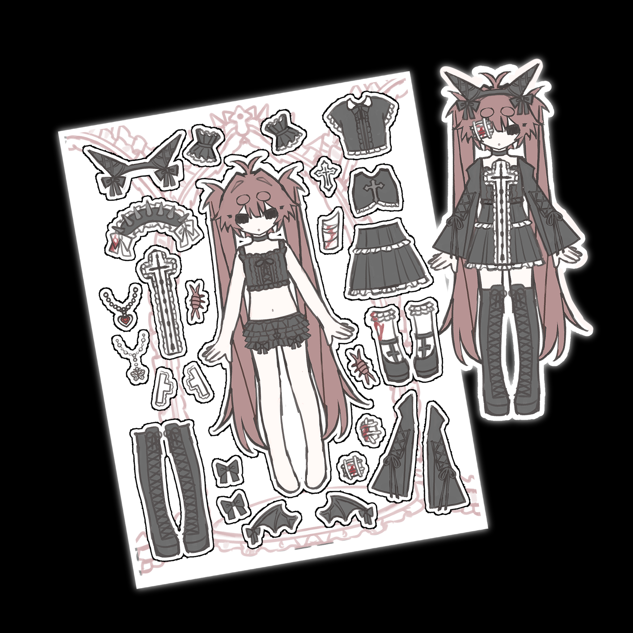 dress up sticker sheet BLACK
