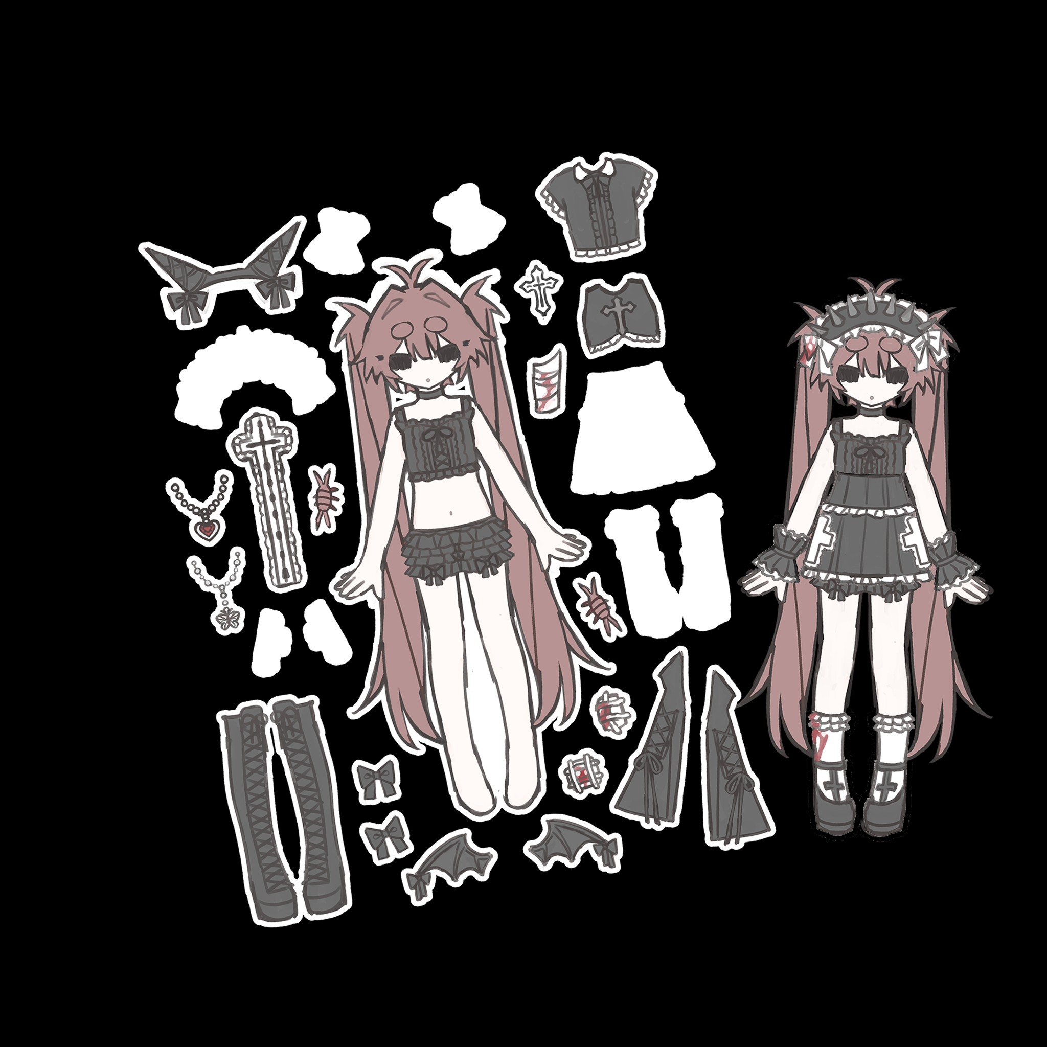 dress up sticker sheet BLACK