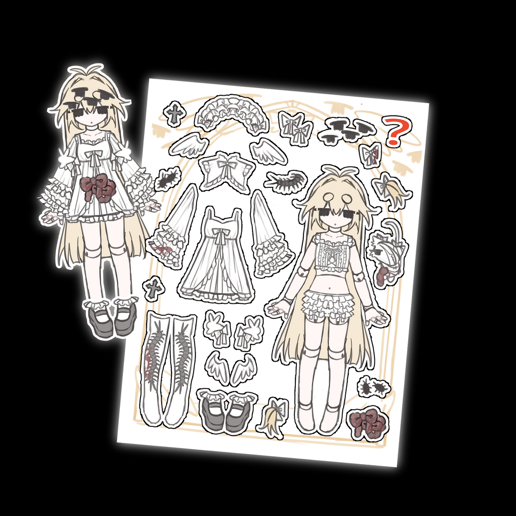 dress up sticker sheet WHITE