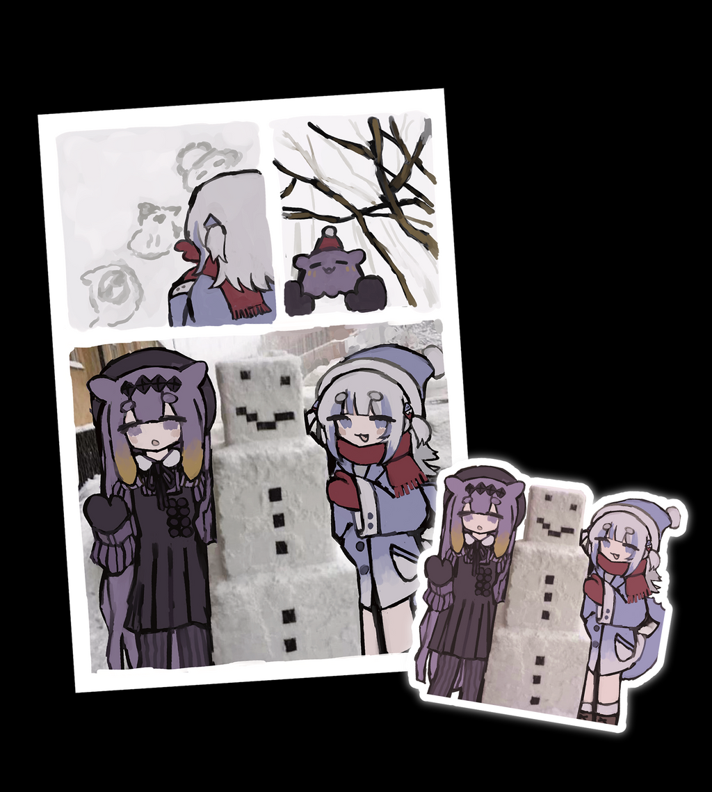 gura ina minecraft snowman sticker/ print