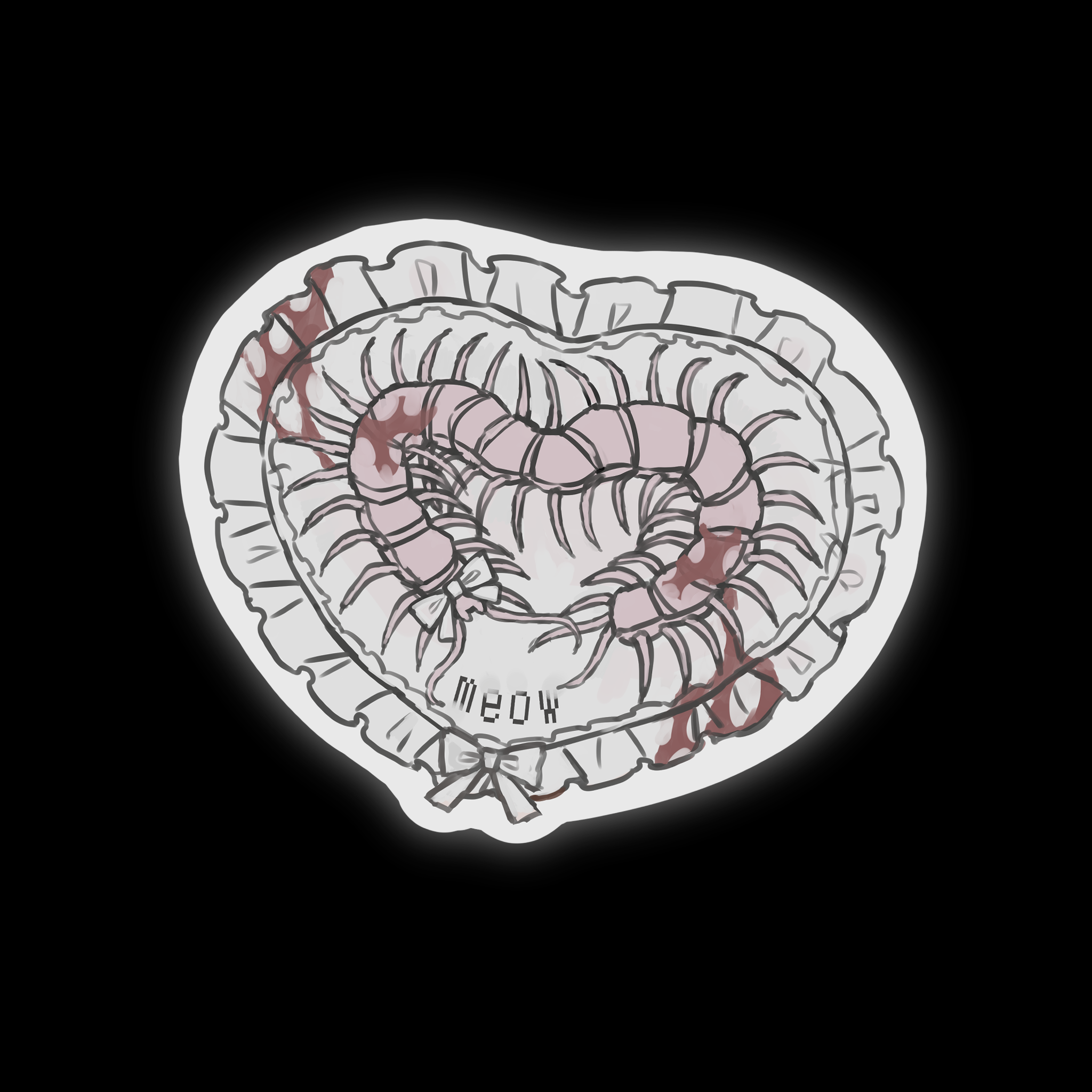 meow pink centipede sticker