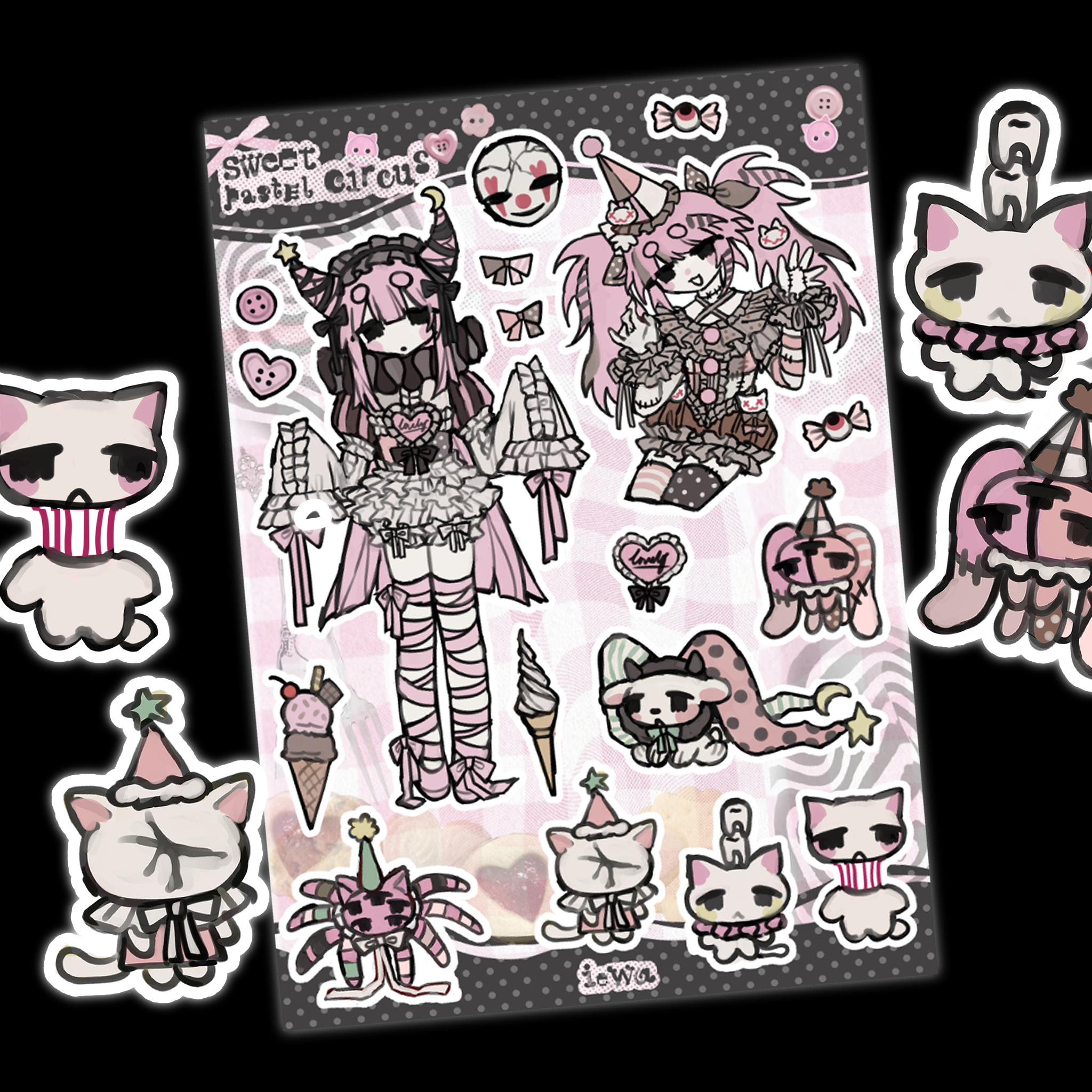 pastel circus sticker sheet