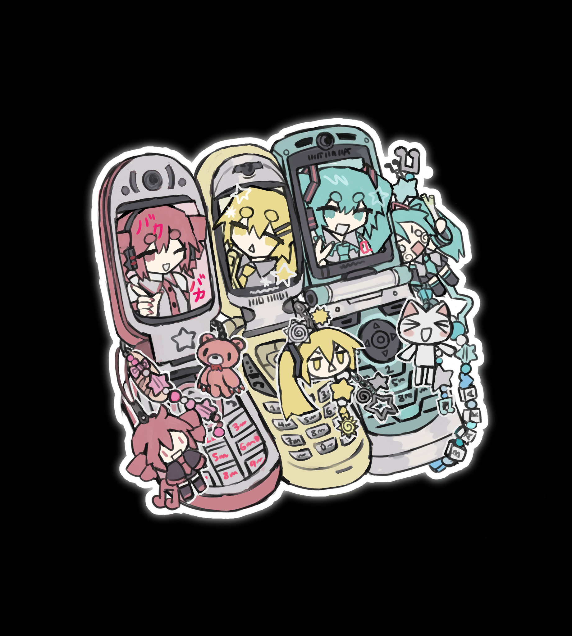 triple baka teto/miku/neru sticker